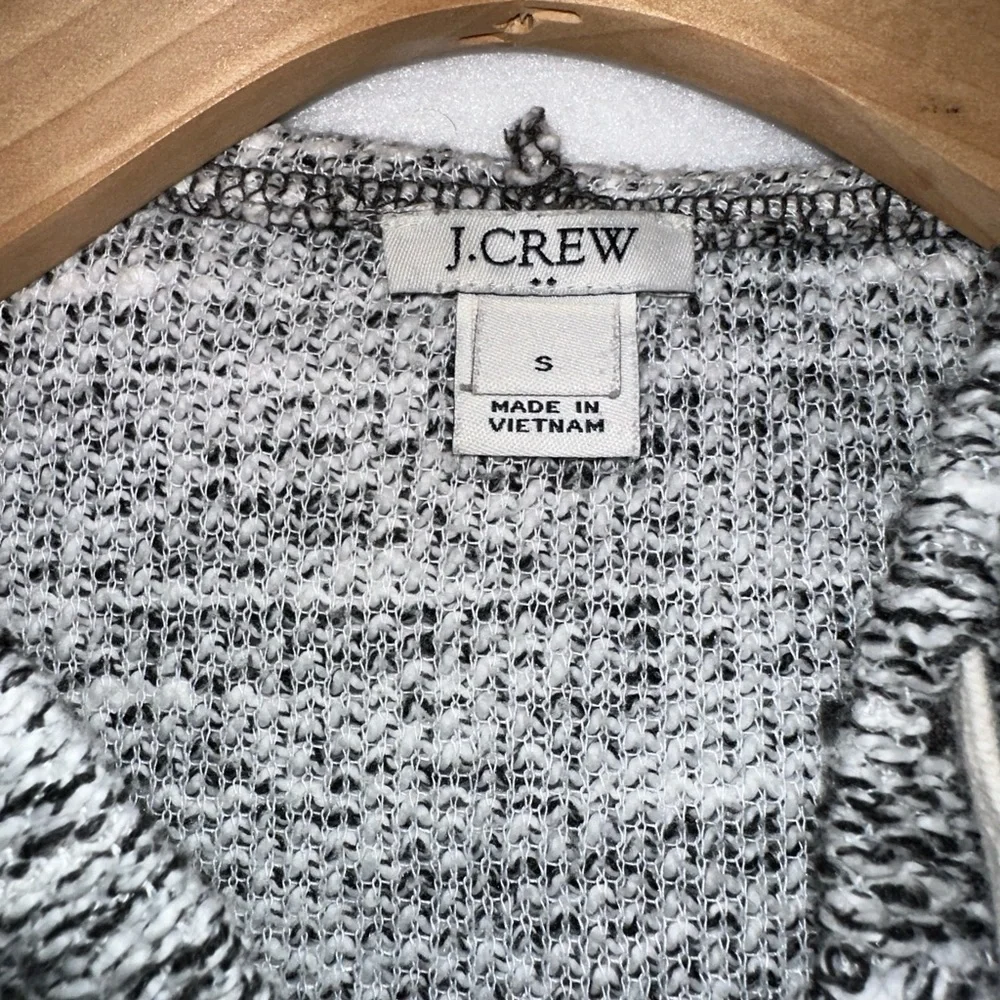 J.Crew Black White Full Zip Knit Hoodie Hooded Sweater Women's Small